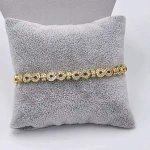Br008 Infinity Bracelet - Gold Color Sparkle Cuff Bracelet