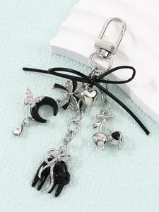 Elegant Cross Cat Bow Cherry Oil-Drop Rhinestone Pendant Keychain Y2K Gothic Trendy Keychain Jewelry Bag Charms Phone Earphone Charm Gift for Friends Family