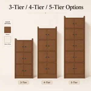 Naviconvex Heavy-Duty Tall Storage Cabinet - 3/4/5-Tier, 62cm Wide Freestanding Double-Door Organizer Cupboard for Kitchen Pantry, Bedroom