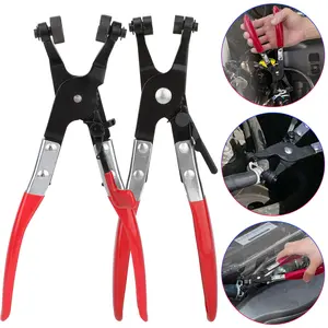 2x Hose Clamp Pliers Angle Swivel Jaw Locking Tools Flat Band Fuel Coolant Clip
