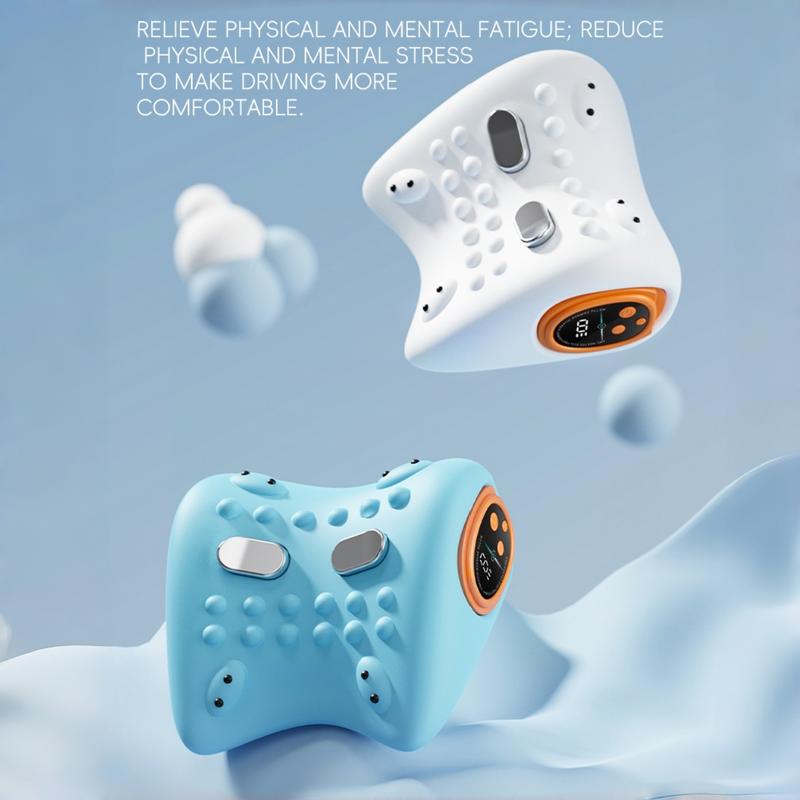 Neck Massager , Neck and Shoulder Relaxer with Heat, 3 Modes, Portable Pillows for Pain Relief and Muscle Relax, 26° Angle Cervical Traction Device for Back, Shoulder，Party gift