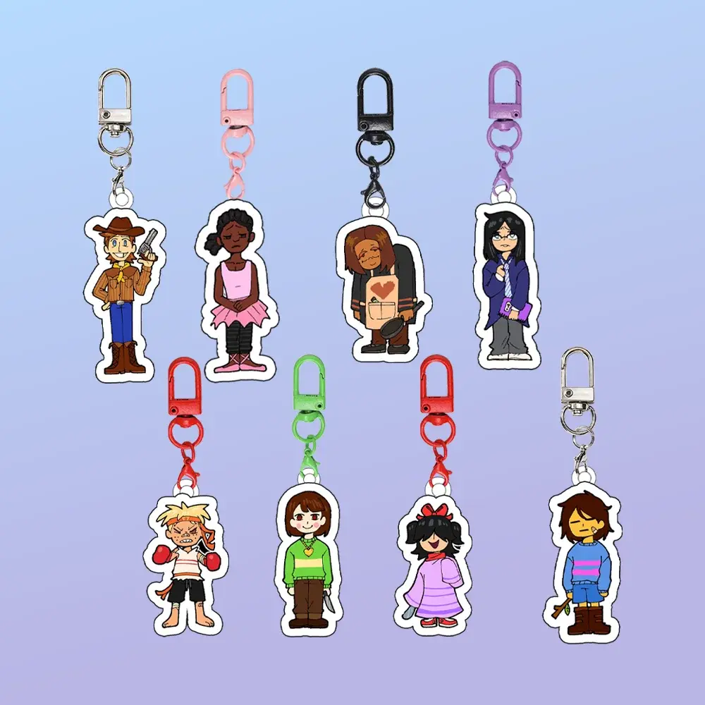 Undertale Acrylic Keychain, Chara, Poppy, Zinnia, Violet, Rowan, Frisk & Clover Backpack Charm, Fan Gift