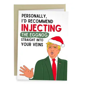 Trump Eggnog Straight Into Your Veins Funny Christmas Card
