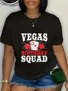100% Cotton Matching Vegas Birthday - Las Vegas Birthday Party T-Shirt Round Neck Short Sleeve T-Shirt Women's Men's Graphic Tee