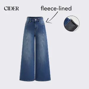 Cider Stretch Denim High Rise Wide Leg Trousers