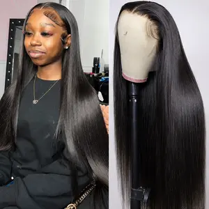 Straight Human Hair Wigs 13x6 Transparent Lace Front Wigs Brazilian Natural Hair Wig Sale Pre Plucked Bone Straight Wigs 13x4 HD Lace Frontal Wig 180% Glueless Wig Hd Lace Hairline Body wave Lace Front Wigs Human Hair No Glue Wig