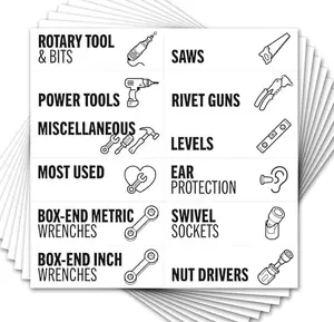 ITERA Toolbox Organization Magnetic Labels - 80 Large, Tool Chest Organizer Labels with Strong Magnets & Easy to Read Printing - Fits All Brands of Steel Tool Box Drawers (White 3.125 x 1.0 Inches)