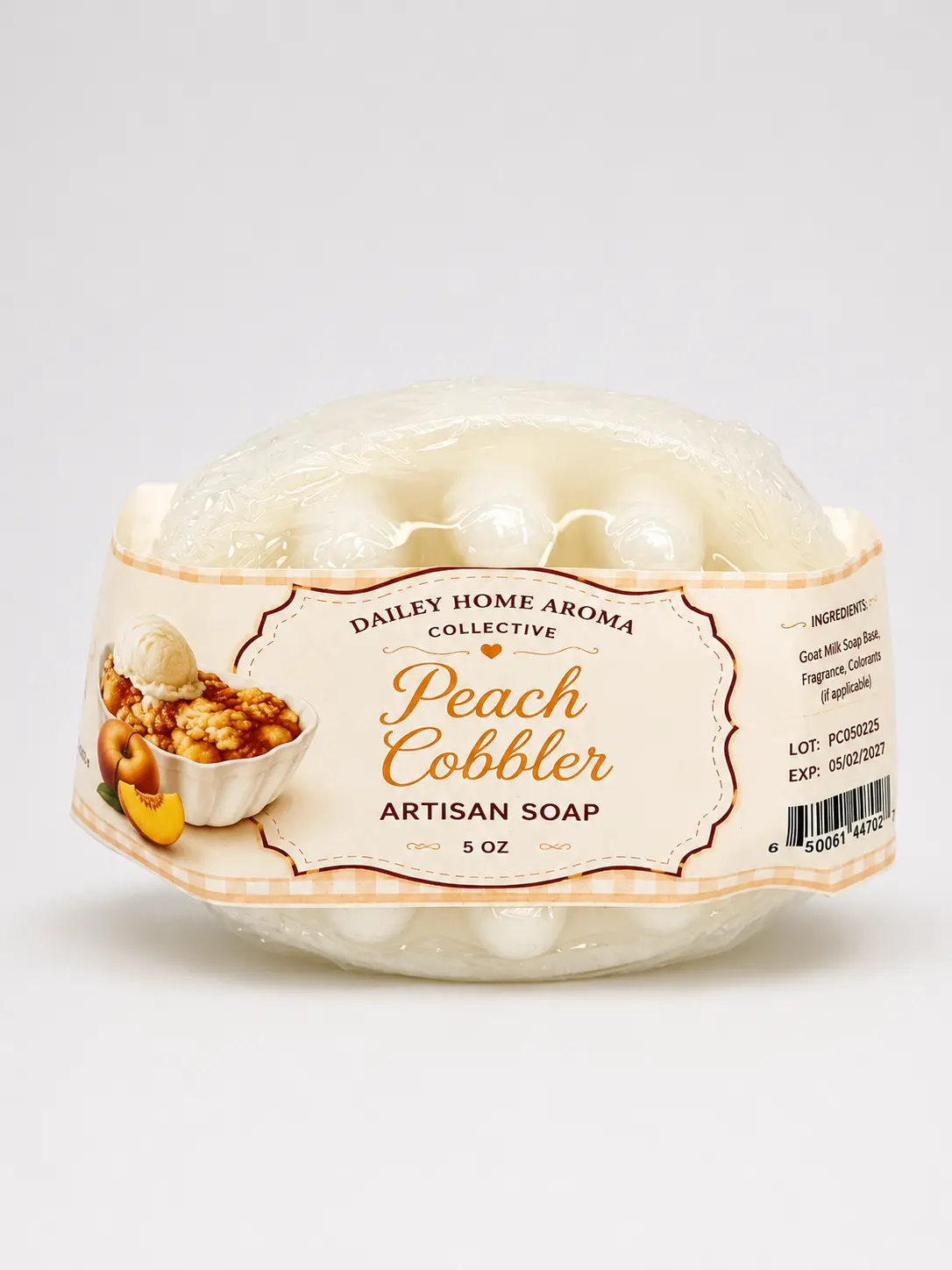 Peach Cobbler Artisan Goat Milk Soap | 5 oz Handmade Dessert-Inspired Bar Soap