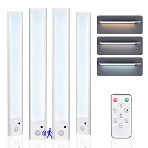Wireless under-cabinet lights with motion sensor, no wiring needed, USB rechargeable, magnetic installation, dimmable LED light with remote, 3 color temperatures, timer, bright night light for kitchen, closet, stairs, wardrobe, pantry, garage