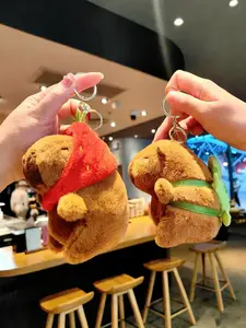 Cartoon Capybara Pendant Plush Toy Doll Bag Hanging Ornament Cute Kapila Keychain Doll Desktop Doll Ornament Car Pendant