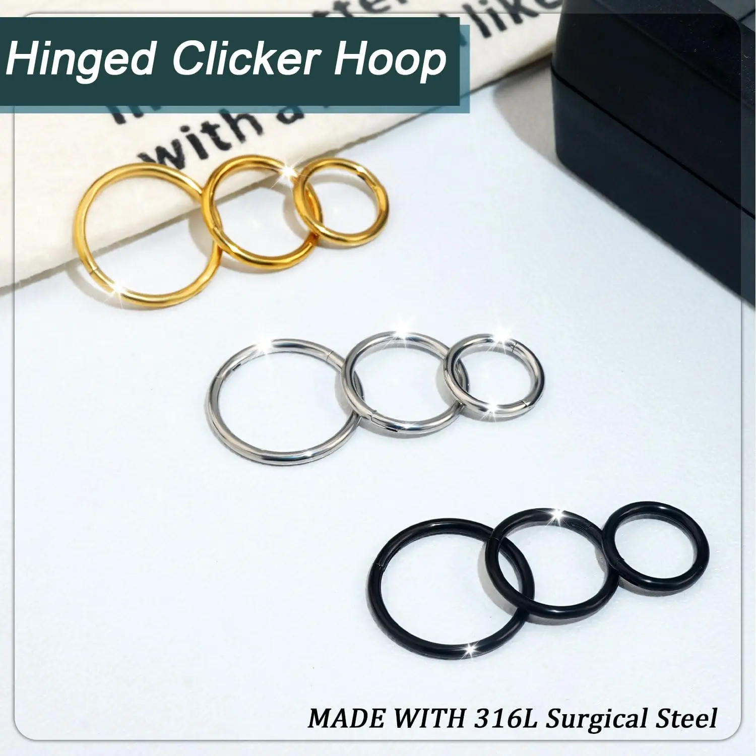 20G Hinged Segment nose ring 316L Surgical Steel Rings septum gold gift ornament piercings  kits Nose Hoop