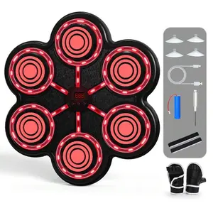 9-level adjustable wall-mounted music boxing machine, equipped with interactive boxing targets and boxing gloves, is a large smart boxing trainer suitable for children over 3 years old and adults, making it an ideal gift for boys and girls