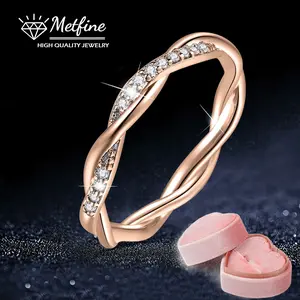 Cubic Zirconia Twisted Rope Eternity Band for Women Ring Gift