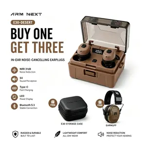 (Buy 1 Get 1 Free) ARM NEXT FieldOps Tactical Earbuds E30 Hearing Protection with Bluetooth, 31dB Noise Reduction for Shooting Wireless Tactical Earbuds with Sound Pickup, Bluetooth 5.4, 50H Playtime, LED Display, for Hunting & Work outdoorfun fathersdayg