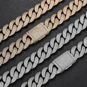 New 20mm Four Row Diamond Bubble Cuban Chain Zircon Necklace Personalized Men's Jewelry Hip Hop Bracelet
