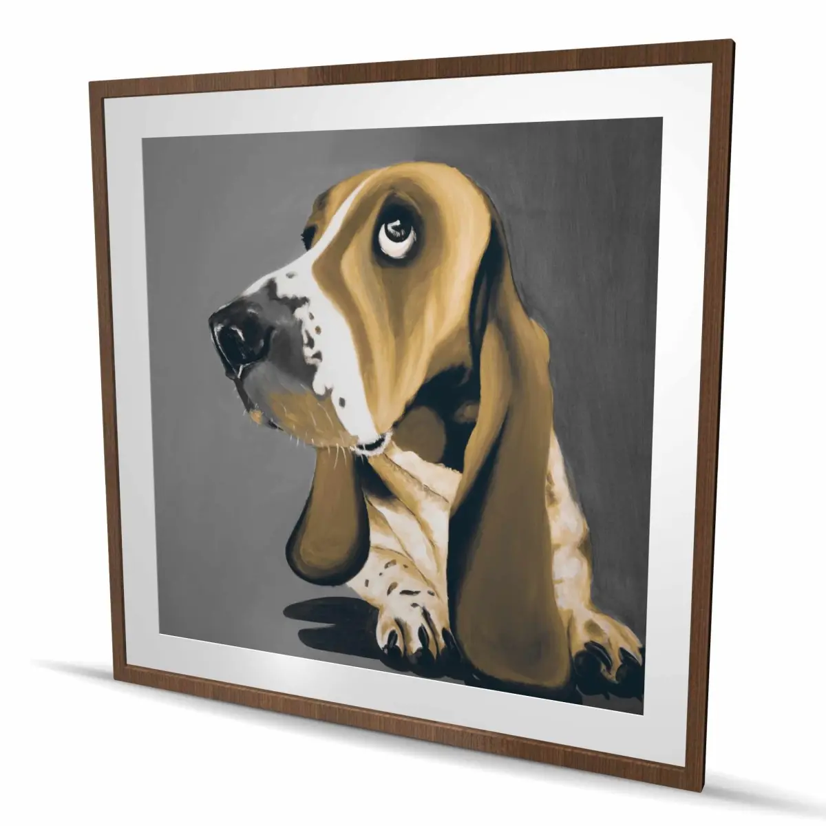 212 MAIN Artistic Gold Basset Hound Framed Wall Art Print - 48x48 in, 26 lbs, Matting Included, Modern Home Decor, Living Room Artwork, Ideal Gift (C1FM4848VH5T7L)