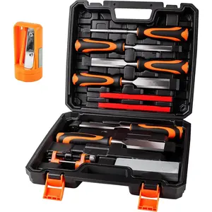 10Pcs Wood Chisel Sets, 6Pcs Premium Wood Chisels with Honing Guide, Sharpening Stone & Carpenter Pencils, Wood Carving Tools Kit for DIY & Professional Use (6-38mm)