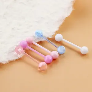 5PCS Macaron Color Acrylic Tongue Barbell Set