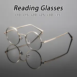 Men's Metal Round Glasses, High Quality Eyeglasses, Trendy Small Minimalist American Style, Fashionable Old Reading Eyewear, Conservative Low-Key Design, Metal Frames