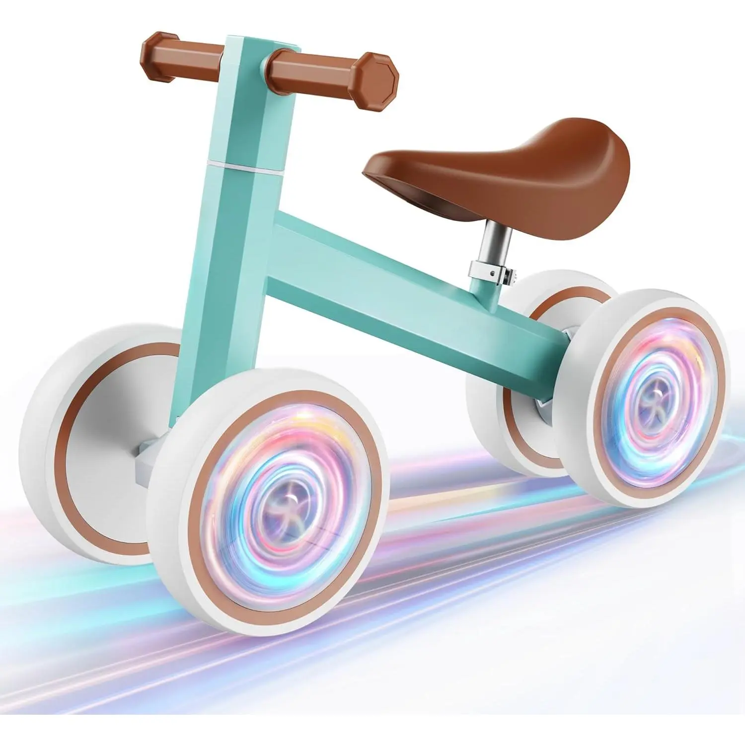 Baby Balance Bike for 1 Year Old Boys Girls Colorful Lighting 10-24 Months Push Toddler Toys Bicycle,4 Wheels First Bike for Kid's 1-2, Pre-School Children Ride on Walker First Birthday Gifts