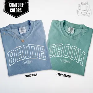 Comfort Colors Custom Bride Groom Matching Shirts, Personalized Est. 2026 Honeymooning Tshirt, Newlyweds Tee, Wedding Couple Crewneck