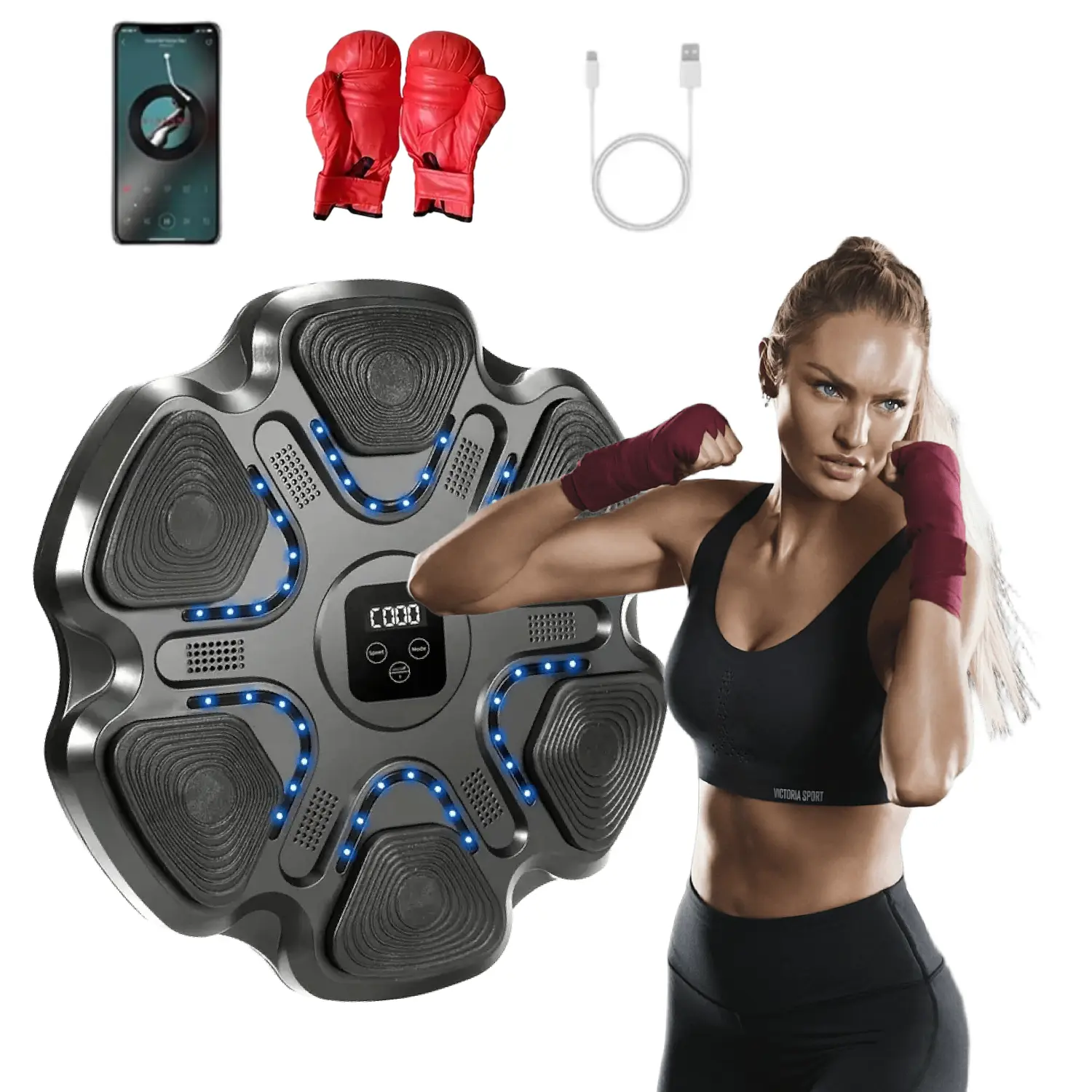 Summervibes Fun Music Boxing Target for Kids & Family – Includes Gloves • Great Gift for Parents • Easy Setup • Indoor/Outdoor Play • Fun & Safe • Perfect Birthday or Holiday Gift Bluetooth Music Boxing Machine • Family Fun • Indoor/Outdoor Play