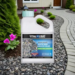 VITAL COAT VC Gravel Guard Rock & Mulch Glue Professional Grade Landscape Adhesive Eco Friendly Water Based for Long Lasting Curb Appeal 1 Gal.