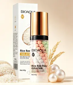 BIOAQUA Rice Raw Pulp 3-Color Isolation Cream - Color-Correcting Hydrating Oil-Control Primer for Dull Skin with Multi-Color Capsules & Rice Extract