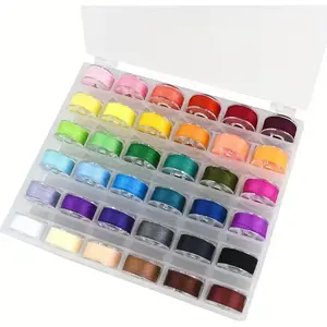 36 Color Polyester Thread Spools Set, Embroidery Machine Accessories with Storage Box, Portable Home Sewing Line, Ideal for DIY Enthusiasts