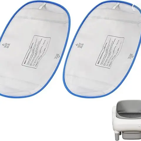 2-Pack Universal Fit Litter Box Liners with Reinforced Blue Trim - 14.96×11.81in Full Leakproof Design, Waterproof Basin Pad, Dustproof, Stain-Resistant, Scratch-Resistant Durable Material, Super Easy Installation for Automatic Litter Trays