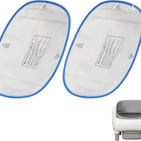 2-Pack Universal Fit Litter Box Liners with Reinforced Blue Trim - 14.96×11.81in Full Leakproof Design, Waterproof Basin Pad, Dustproof, Stain-Resistant, Scratch-Resistant Durable Material, Super Easy Installation for Automatic Litter Trays