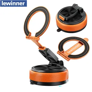 2-in-1 Magnetic Phone Mount with Vacuum Suction Orange, Strong Hold for Car Dashboard & Desk, 360° Adjustable for Hands-Free Navigation & Calls Detachable Holder Android Grip Smartphone Cellphone Stand