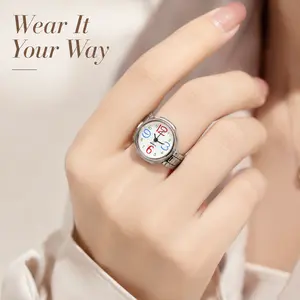 10 Colors Ring Watch Set, Elastic Stretch Metal Band Mini Quartz Finger Clock, Multi-Color Vibrant Dial, Adjustable Crown, Novelty Stackable Statement Jewelry For Daily Outfits