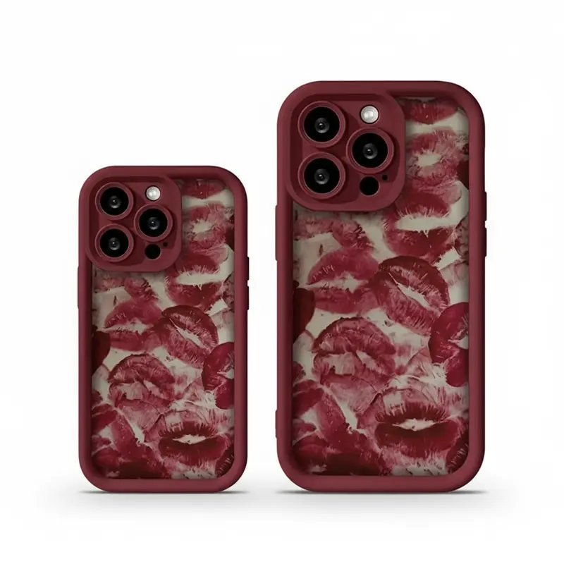Red Lip Print Smartphone Case - Durable TPU Protective Cover with Shockproof Protection, Secure for iPhone 17,16,15,14,13,12,11,X,XS Cellphones, Stylish Mobile Accessory Casing c2