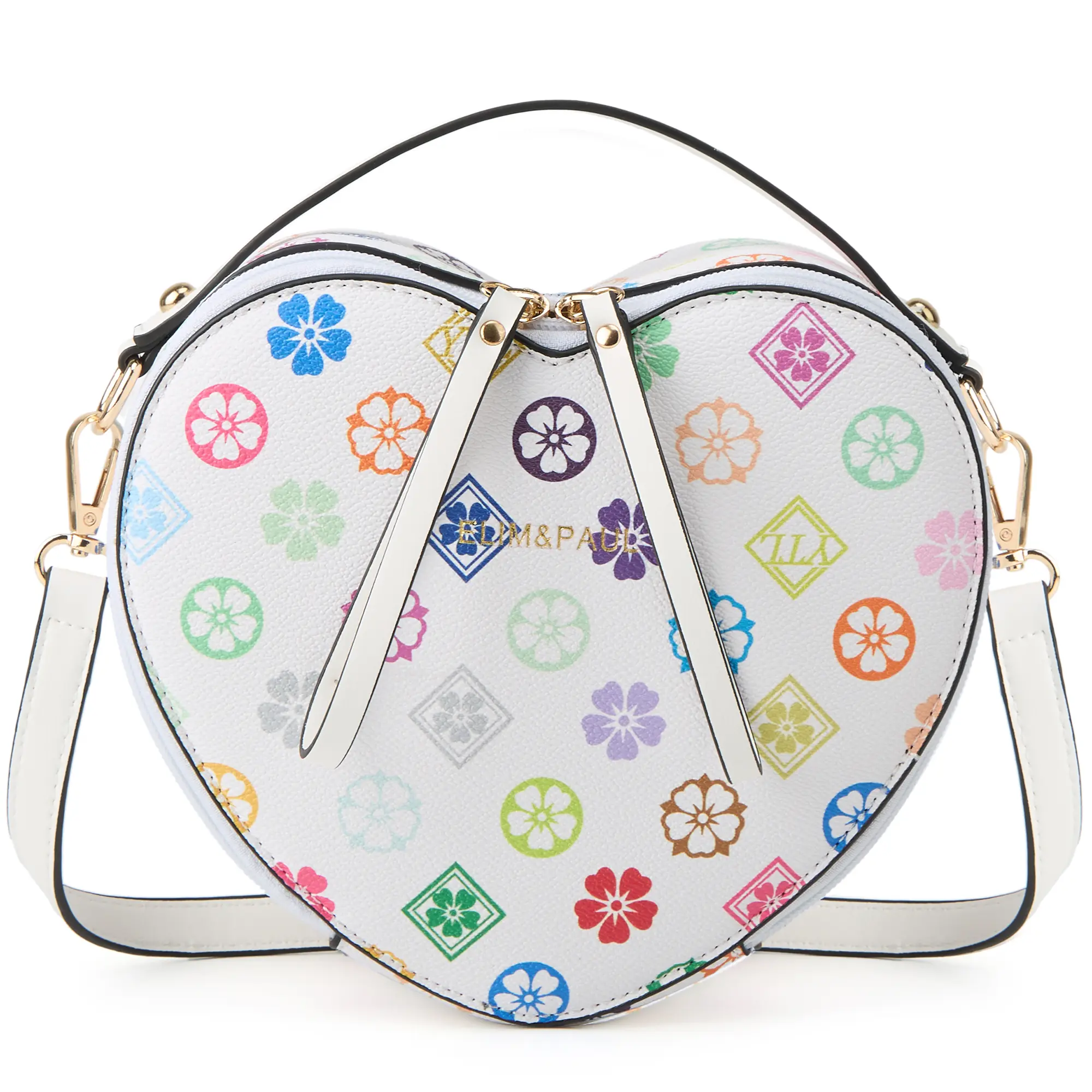 MAKES Women's Heart-Shaped Vegan PU Leather Small Crossbody Purse - Compact, Minimalist, Waterproof Everyday Crossbody Bag with Adjustable Shoulder Straps, Zipper Closure, Ideal Mother's Day Casual Gift