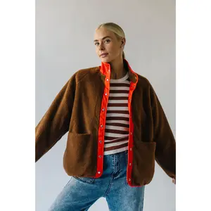 The Dominique Reversible Sherpa Jacket in Mocha