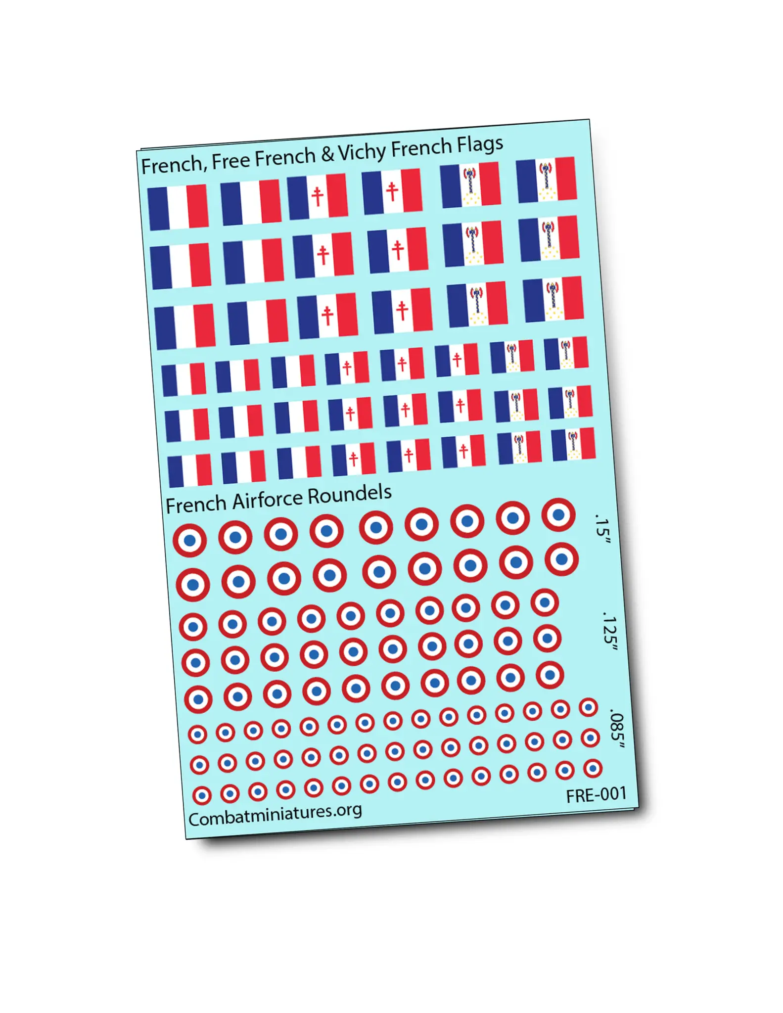 National, Free & Vichy French Flags and Roundels Water Slide Decals