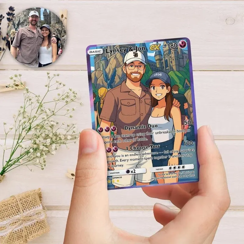 pokemon couples card Personalized Poke Anime Anniversary Cards, Custom for Couple Anime Anniversary Cards Custom Poke-Style