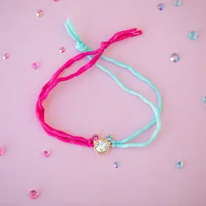 Make it Pink Make it Blue Mouse shaped Silk Bracelet -Rose Gold Setting, 8mm largest crystal