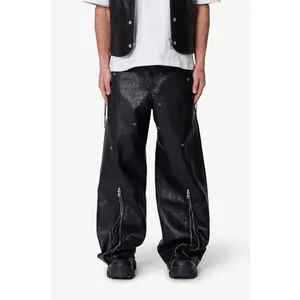 mnml Leather Rave Zip Pants - Black