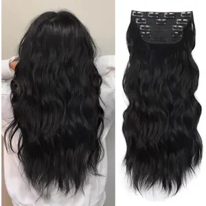 [Cloud like hair TikTokShopBlackFriday]20 Inches Invisible Clip- in Synthetic Hair Extensions Thick Natural Hairpieces Double Weft 4/3/2 Secure Clips Long Wavy Secret Hairpiece for Women