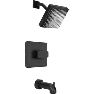 Replacement for 14 Series Single-Function Shower Valve Trim Kit, Fit R10000 Series Shower Valve, Black Shower Trim Kit (Cartridge and Valve Not Included)