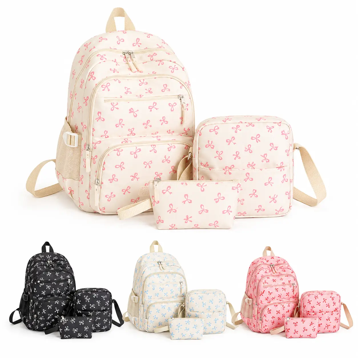 Daily Campus After school Tutoring Backpack, INS Style Bow Decor Fresh Aesthetic Book bag, Large Capacity Lightweight School Backpack for Teen Girls Daily Use, Lightweight Casual School Bag for Junior Senior High Students