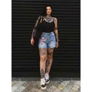 TCH Women’s Y2K Bear Graphic Denim Shorts | Vintage Washed High Waist Jean Shorts with Rhinestone Teddy Print, Cute Streetwear Summer Shorts
