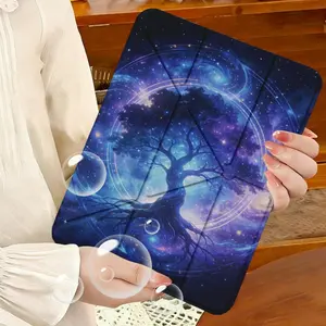 Triple Y-Shape iPad/tablet Case with Pen Holder, Creative Life Tree Pattern, Scratch Resistant, Lightweight Bracket for Work & Travel