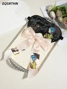 2pcs"Nighttime Adventure Ready! Coraline Movie-Inspired Bow Clip & Eye Mask Combo"