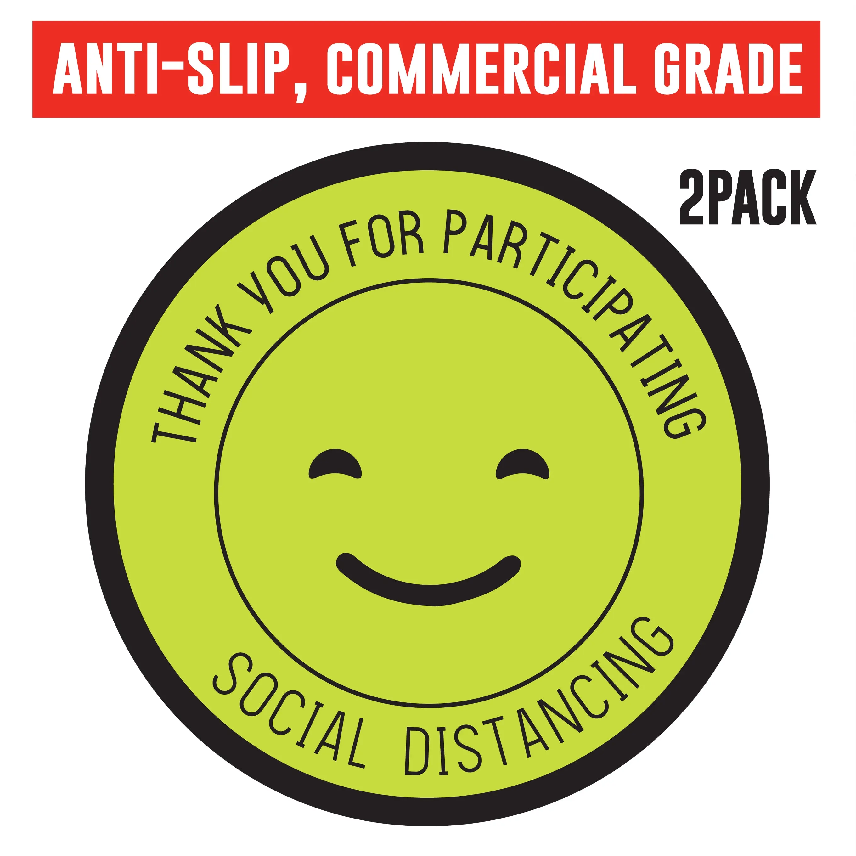 Social Distancing Floor Graphic - Non Slip - Smile - 2 Pack