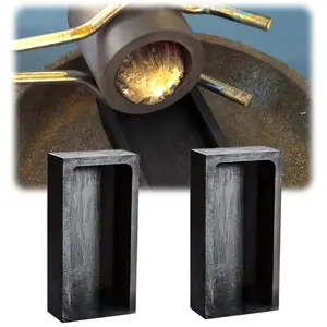 2 Pack 1kg Crucible Casting Mould Graphite Ingot Mold Silver Gold Ingot Mould for Gold Silver Metal Aluminum Copper Melting Casting Refining, 4 X 2 X 1 Inch / 100 X 50 X 25 Mm