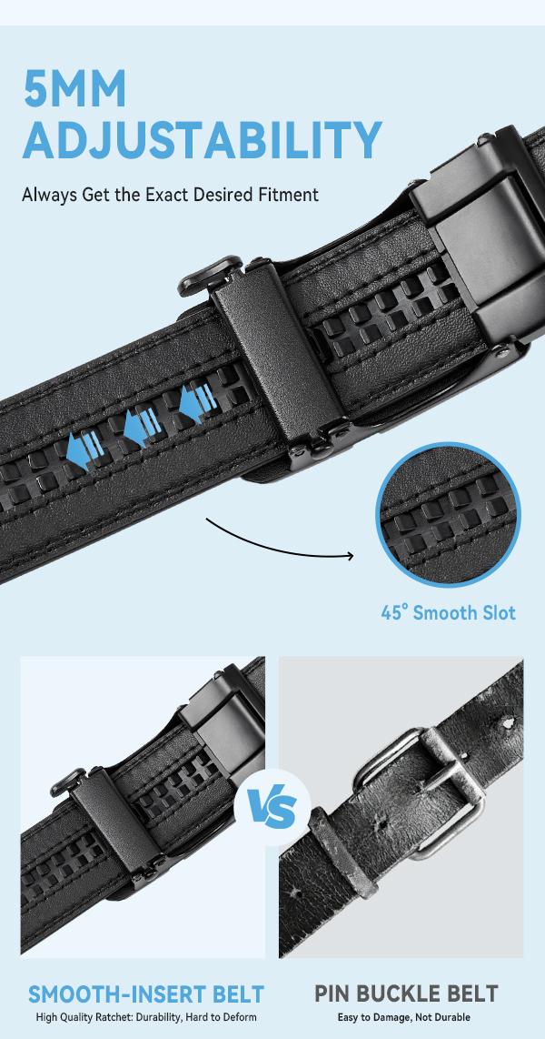 [Valentine's Day Gift] BOSTANTEN Mens Belt Leather Ratchet Easy Release Belt For Men Designer Belt Dress and Casual with Adjustable Buckle for Men's Wear Gift Textured Fathers Gift