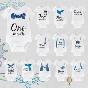 Baby Grow Monthly Milestone Baby Bodysuit 1-12 Month Newborn Romper Photography Prop Outfit Toddler Clothes Infant Shower Gift